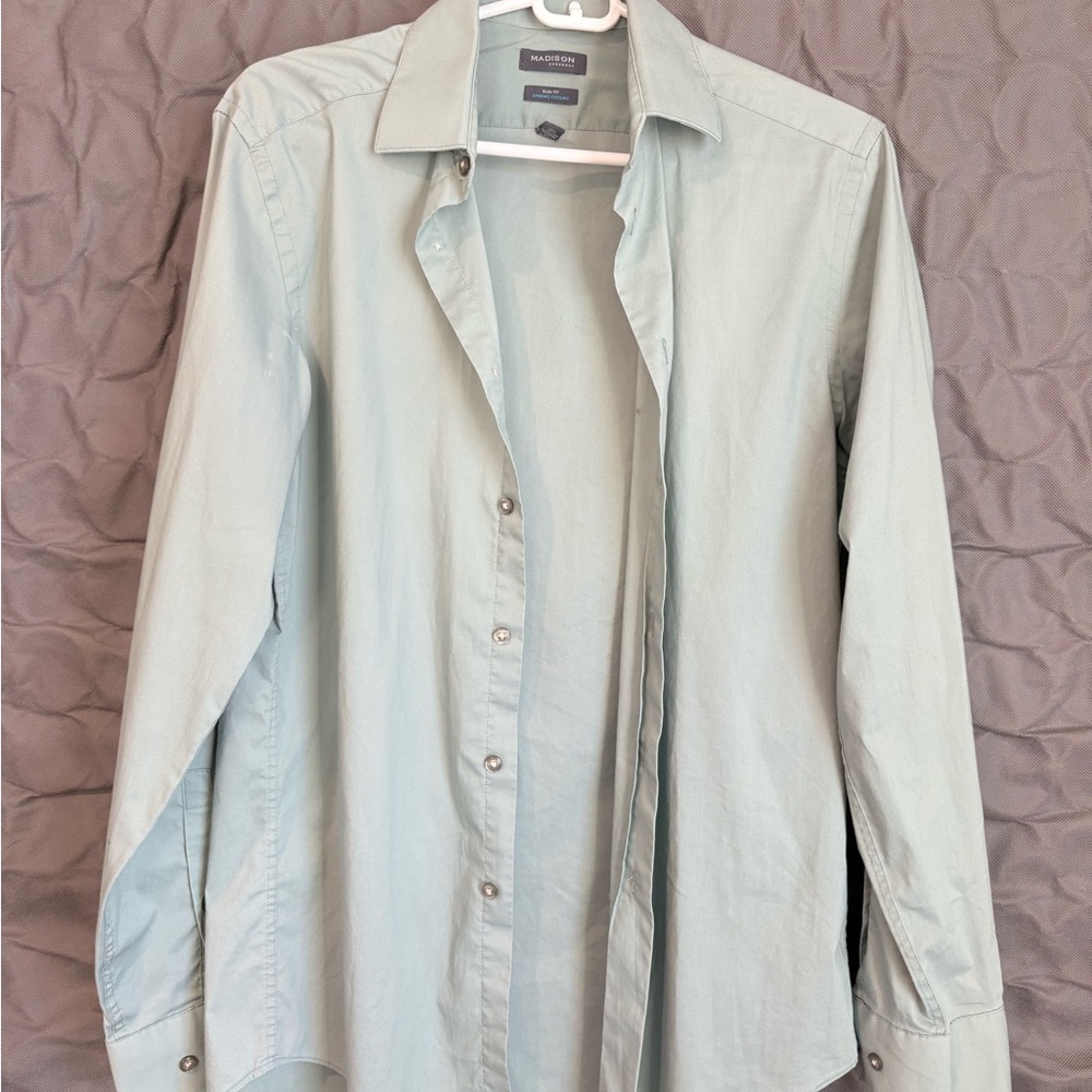 Madison Men's Light Mint Long-Sleeve Button-Up Shirt